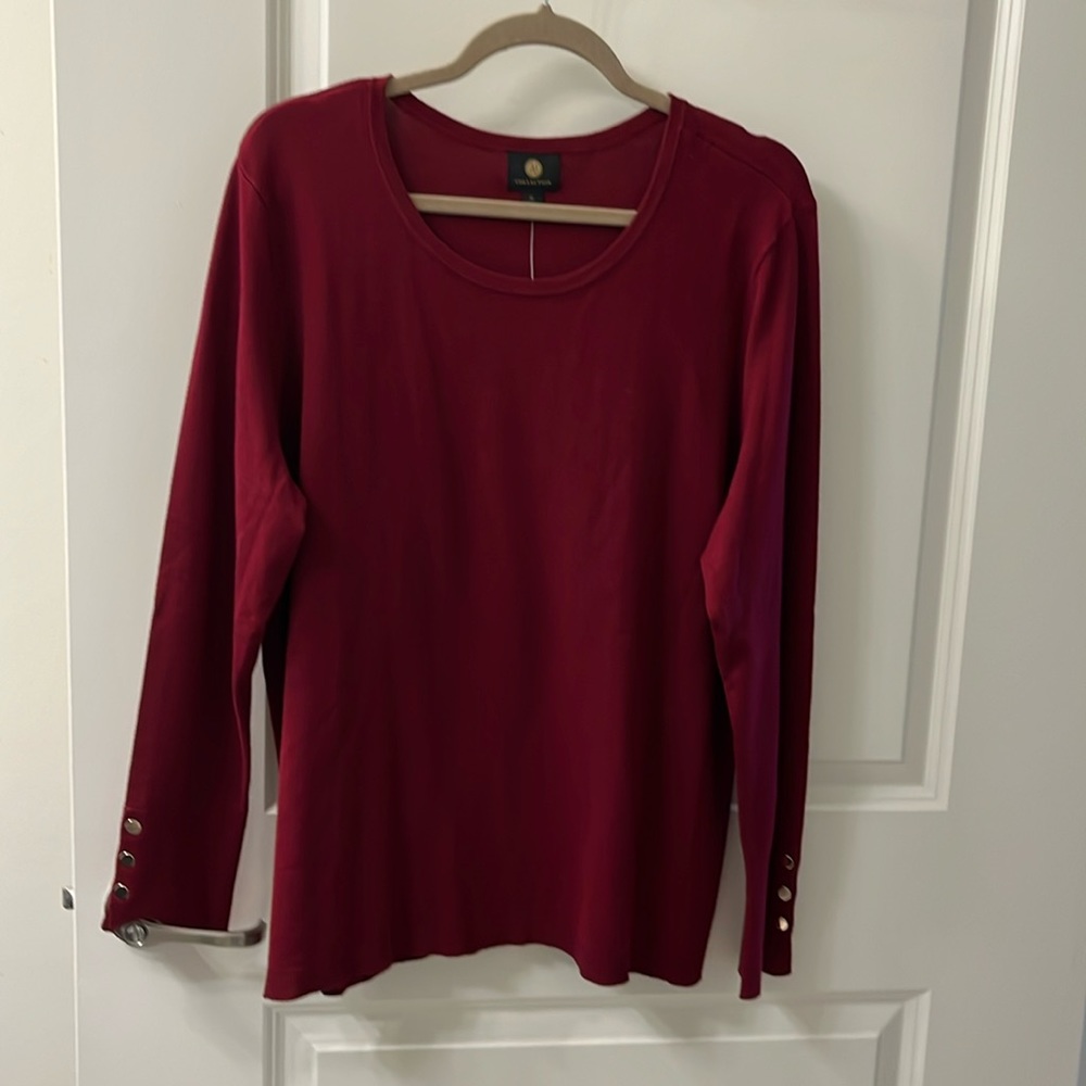 NWT JM Collection Women’s Crewneck Sweater - Size XL - Deep Red (Cherry Pie)
